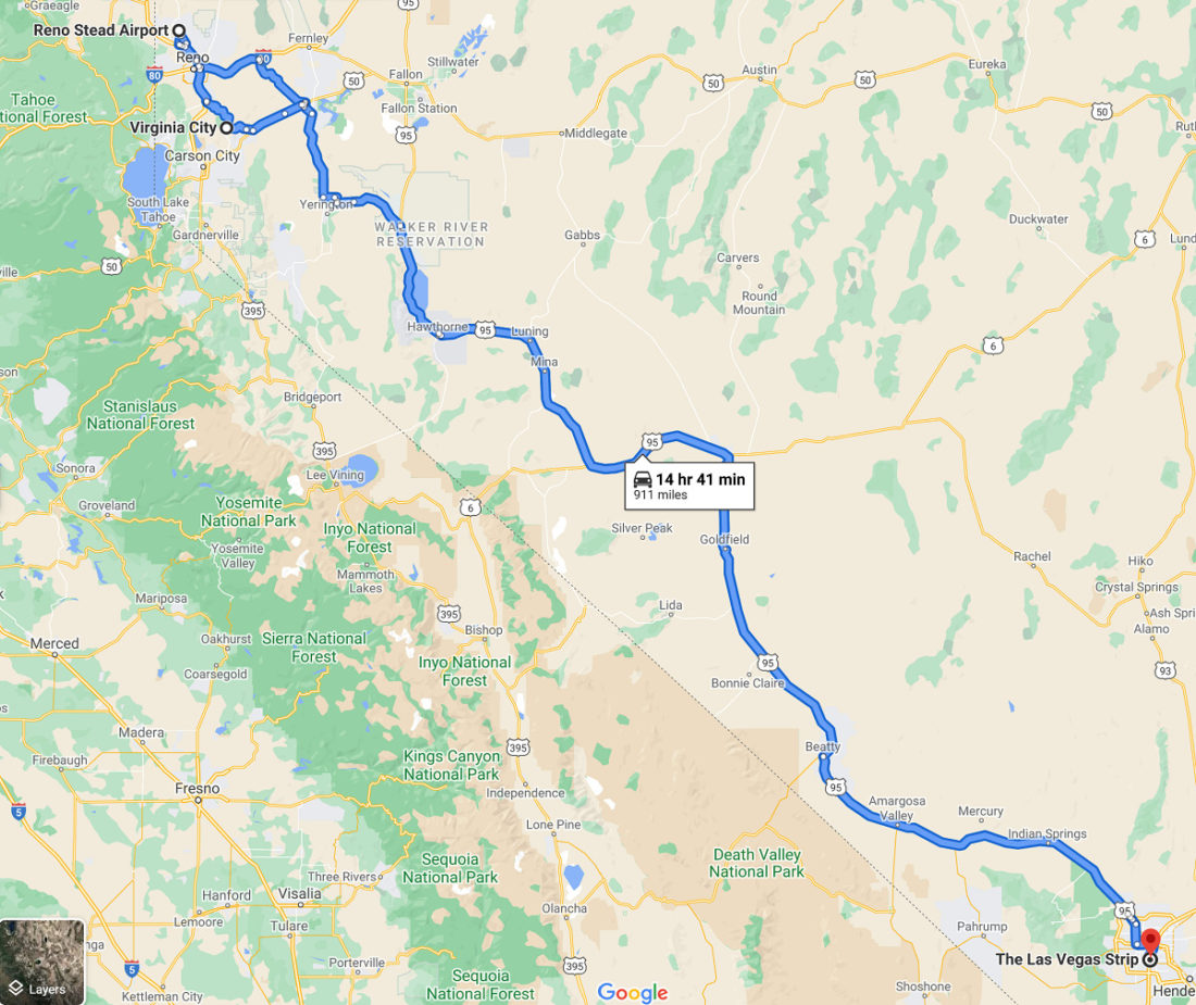 Map Reno STIHL National Championship Air Races and Show Virginia City